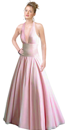 Chiffon Ruched Halter Ball Gown 