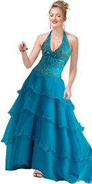 Halter Sequined Bodice Ball Gown