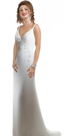 Deep ‘V’ Neckline Bridal Gowns With Delicate Spaghetti Straps Silky Satin Wedding Gown
