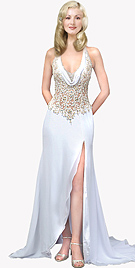 Rich Source Of Cowl Neck Chiffon Bridal Gowns available online 