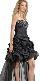 Short length Ruffled Black Cocktail Gown