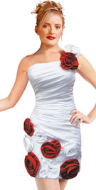 One Shoulder Rosette Strap Dress