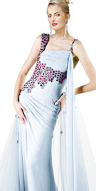 Alluring Asymmetrical Sleeved Evening Gown