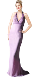 Purple chiffon Pleated evening Gown 