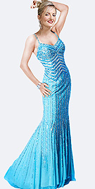 Exclusively Glamorous Blue Chiffon Evening Gown 
