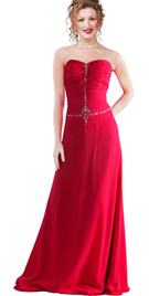 Strapless full-length hot evening gown