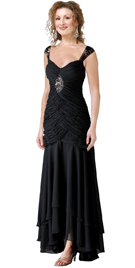 Ruched Evening Gown With Embroidery
