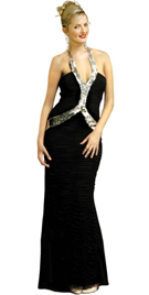 Halter dress with glistening sequins strip