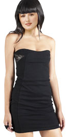 Strapless Mini Dress with Leather Combination