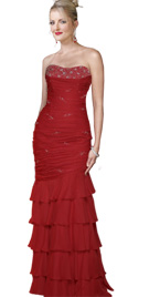 New Beaded Strapless Chiffon Prom Gown 