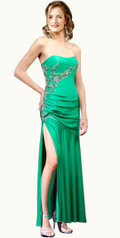 Beaded Empire Waistband Prom Gown