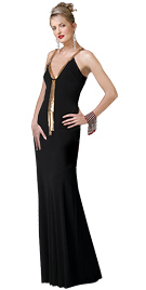 Black V-neckline prom party dress