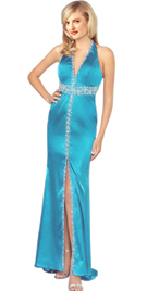 Stylish Beaded Halter Spring Gown
