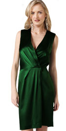 Sleeveless V Neck Green Dress