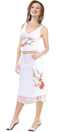 Embroidered Two Piece Georgette Ruffled Dress